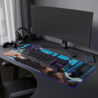 Motoko Kusanagi Desk Mat – LED RGB Pad, Cyber Waifu Anime Girl Setup