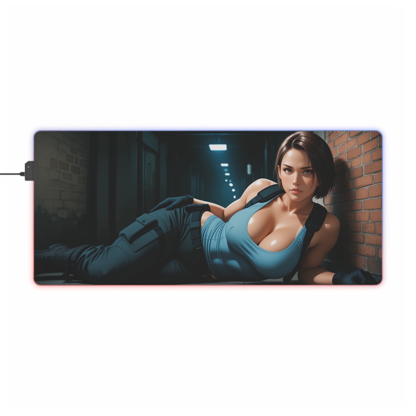 Jill Valentine Schreibtischunterlage – LED RGB-Pad, Waifu Anime Girl Gaming-Setup