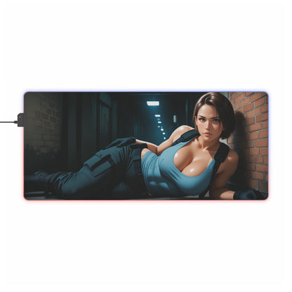 Jill Valentine Schreibtischunterlage – LED RGB-Pad, Waifu Anime Girl Gaming-Setup
