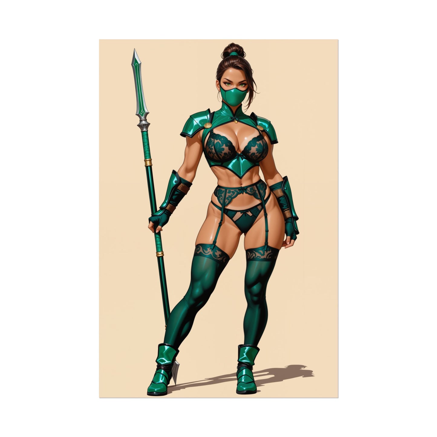 Jade-Poster, Mortal Kombat Anime-Mädchen-Kunstdruck, Waifu-Kämpferin-Wanddeko