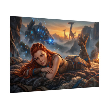 Aloy Horizon Poster, Gaming Wall Art, Fantasy Game Print Decor
