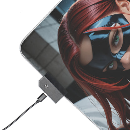 Batgirl Desk Mat – LED RGB Pad, Waifu Hero Anime Girl Gaming Setup