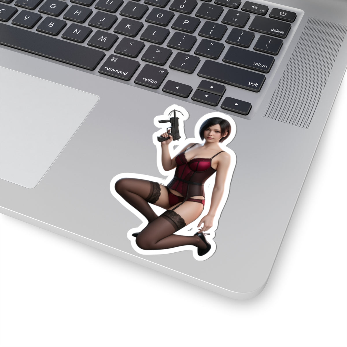 Ada Wong Sticker – Survival Game Vinyl Sticker for Laptops & Indoor Decor on laptop showing glossy, detailed character artwork and strong adhesive