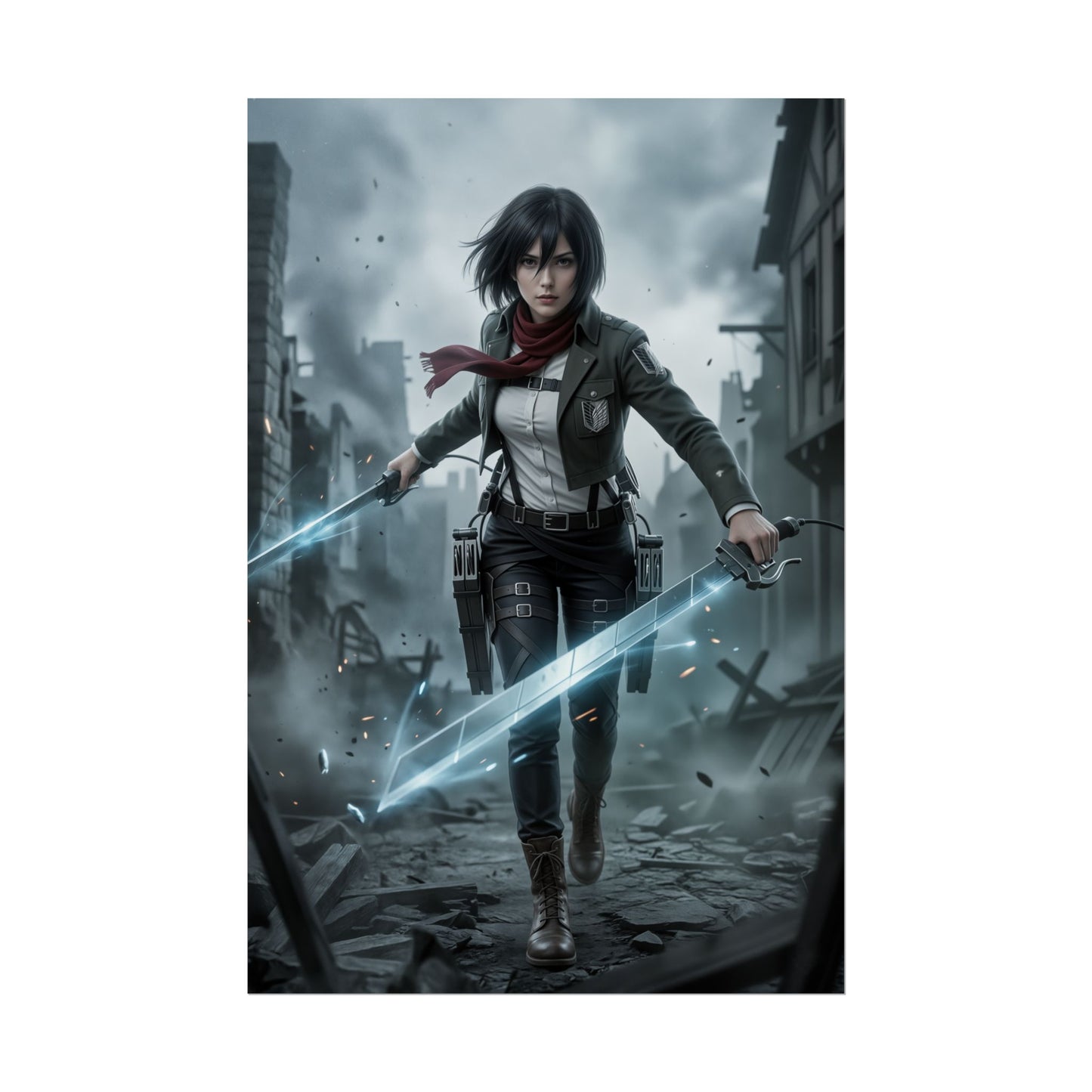 Mikasa Ackerman Poster, Attack on Titan Wall Art Print, Anime Warrior Girl Decor, Anime Wall Art, Gift for Fan