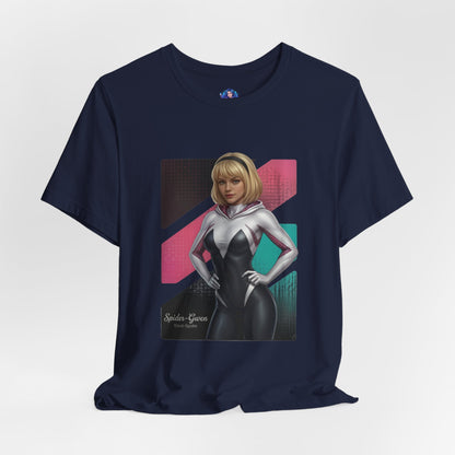 Spider-Gwen T-Shirt | Marvel Anime Tee for Gamers & Superhero Fans - Bella Canvas tee with anime-style Spider-Gwen hooded suit illustration