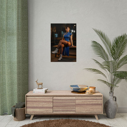Chun-Li Poster, Street Fighter Art Print – Iconic Arcade Fighter Gift showing Chun-Li wall art in a modern gaming room display
