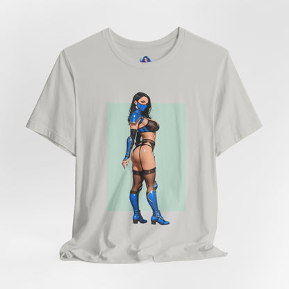 Kitana Grafik-T-Shirt | Mortal Kombat T-Shirt für Otakus und Kampfspielfans | Blaues Ninja-Waifu-Shirt