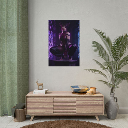 Juri Han Street Fighter Poster – Iconic Fighting Game Heroine Wall Art, dramatic purple-lit gaming room wall art print