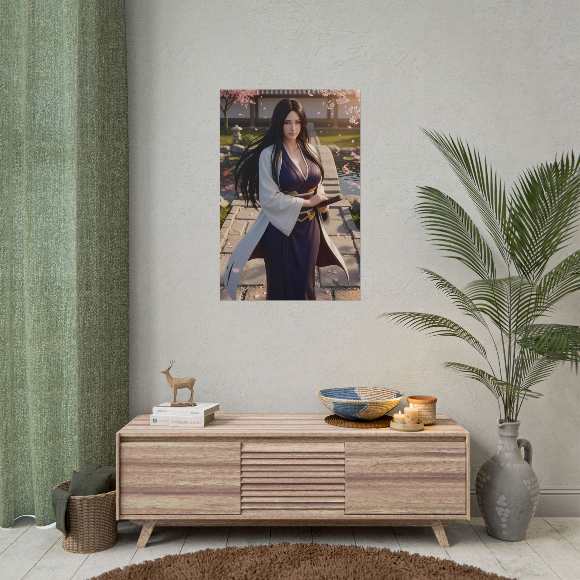 Unohana Retsu Poster, Bleach Wall Art Print – Anime Decor: premium anime wall art showing Unohana Retsu in serene garden setting