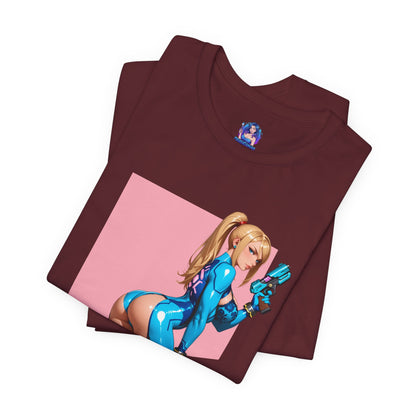 Samus Aran T-Shirt | Sci-Fi-Heldin-Shirt für Gamer und Otaku-Fans | Zero Suit Kriegerin-Shirt
