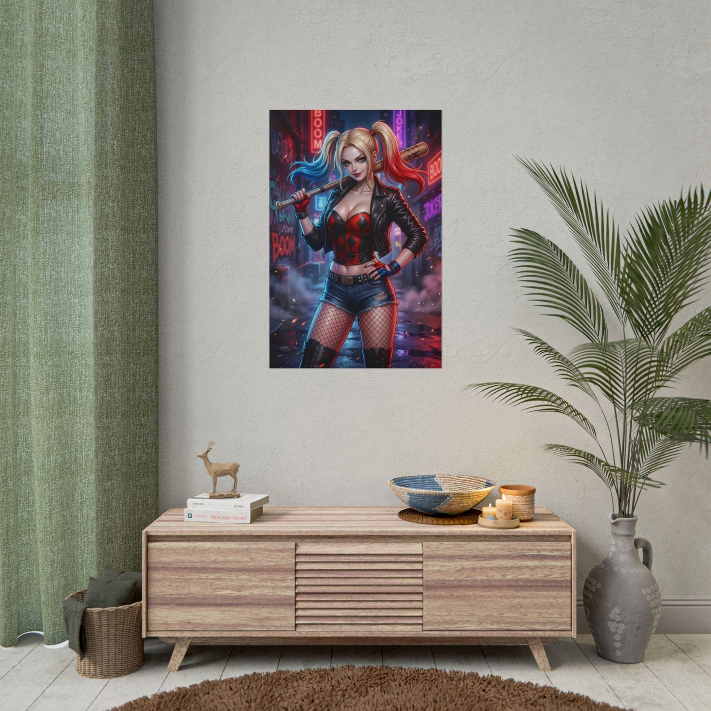 Harley Quinn DC Comics Poster Joker Girl Wall Art Crazy Clown Woman Print Comic Character Gaming Room Decor Gift