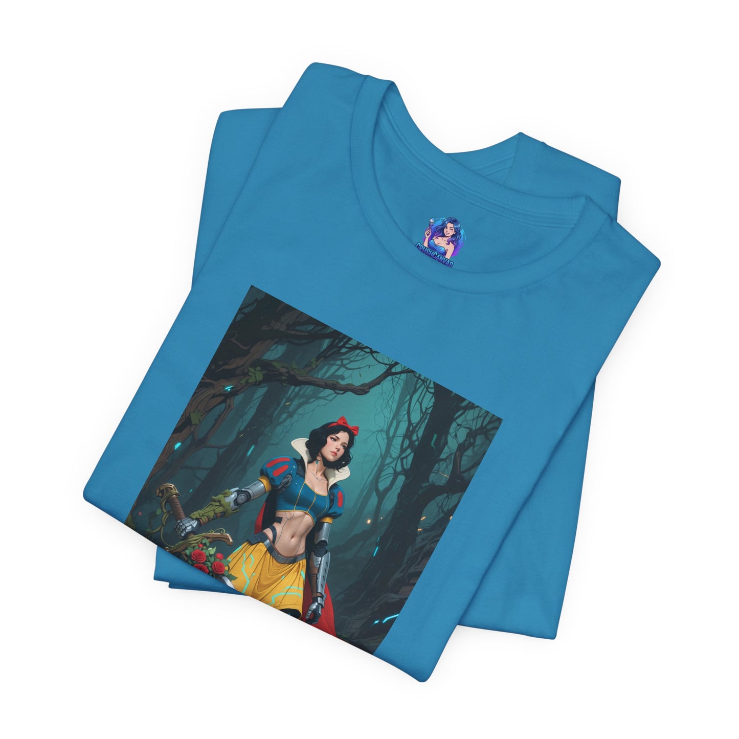 Cyber Snow White T-Shirt | Futuristic Fairy Tale Tee for Gamers & Anime Fans
