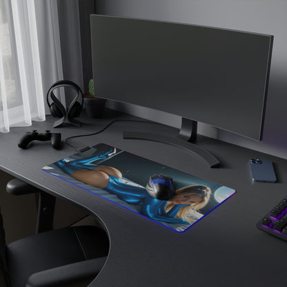 Килимок для столу Samus Aran – світлодіодний RGB-підсвітлювальний килимок, ігровий декор із зображенням дівчини-аніме Вайфу у науково-фантастичному стилі
