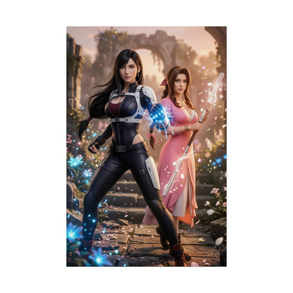 Tifa Lockhart and Aerith Poster, Final Fantasy Wall Art Print, RPG Girl Duo Decor, Gaming Room Wall Art, Gamer Gift