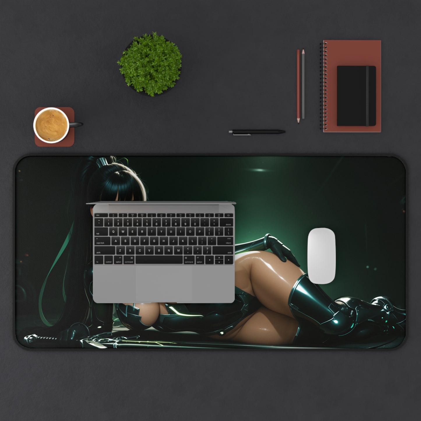 Eve Stellar Blade Schreibtischunterlage, futuristisches Sci-Fi-Helden-Mauspad, Cyberpunk-Gaming-Dekor