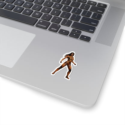 Vixen Sticker – Comic Heroine Vinyl Sticker for Laptops & Indoor Decor showing glossy comic-style heroine vinyl sticker on silver laptop