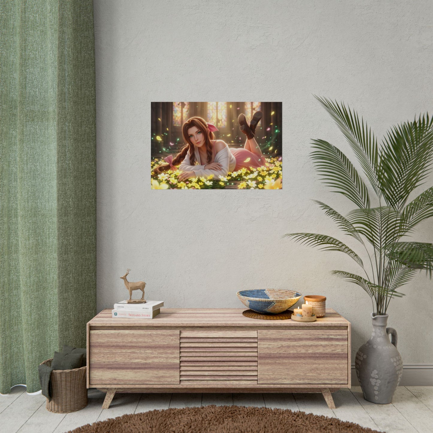 Aerith Final Fantasy Poster, Anime Wall Art, Gaming Print, Room Decor