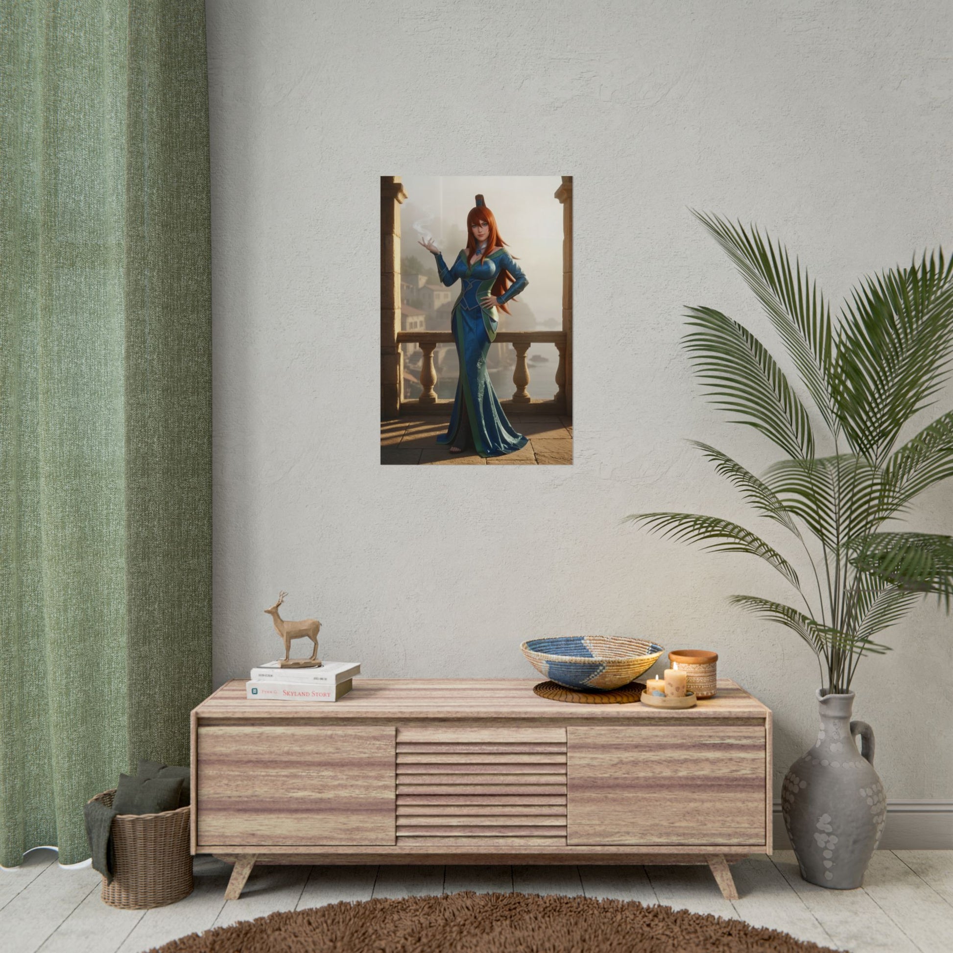 Mei Terumi Poster, Naruto Art Print – Anime Heroine Wall Art on living room wall, elegant anime heroine decor