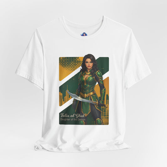 Talia al Ghul T-Shirt | DC Comics Anime Tee for Gamers & Comic Fans - anime-style Talia design on Bella Canvas white tee