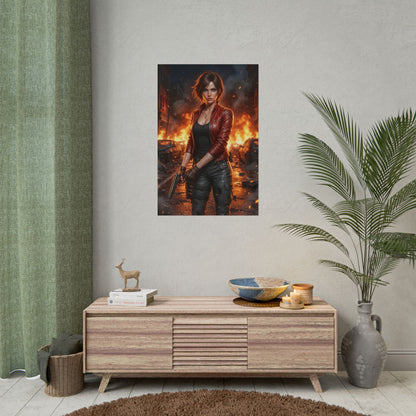 Claire Redfield Resident Evil Poster Action Heroine Wall Art Zombie Survival Character Print Gaming Room Decor Gift