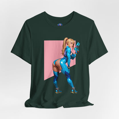 Samus Aran T-Shirt | Sci-Fi-Heldin-Shirt für Gamer und Otaku-Fans | Zero Suit Kriegerin-Shirt