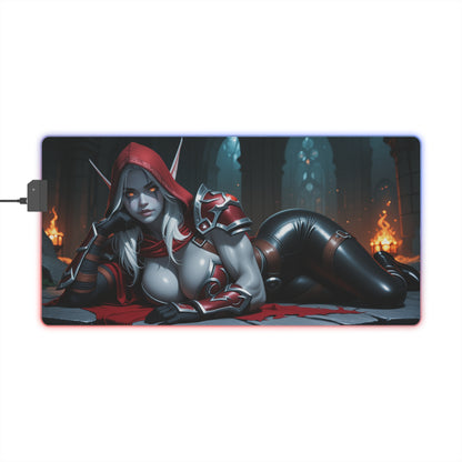 Килимок для столу Sylvanas Windrunner – світлодіодний RGB-підсвітлювальний килимок, ігровий комплект із зображенням дівчини з аніме Waifu