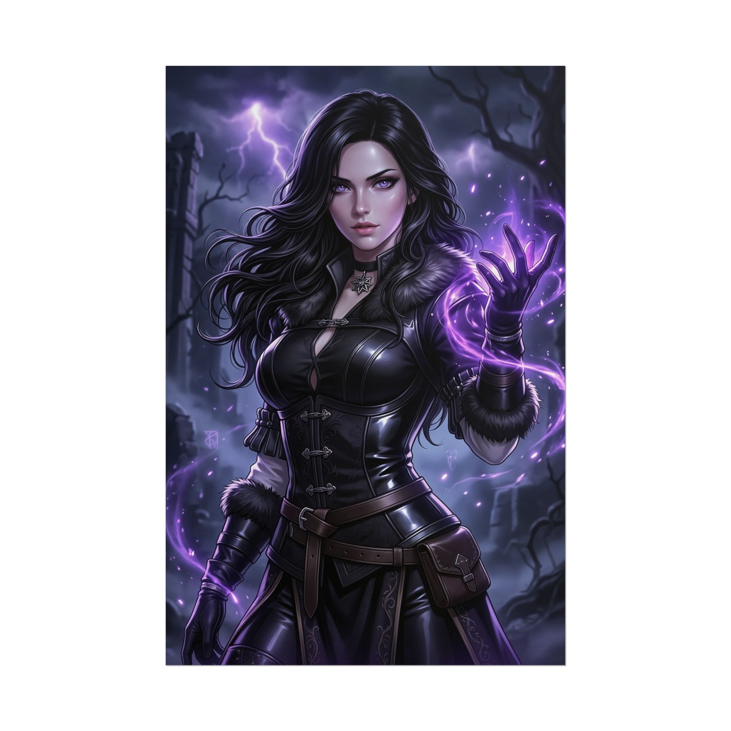 Yennefer Poster Witcher Wall Art Fantasy Sorceress Print Dark Magic Woman Decor RPG Artwork Gamer Room Gift