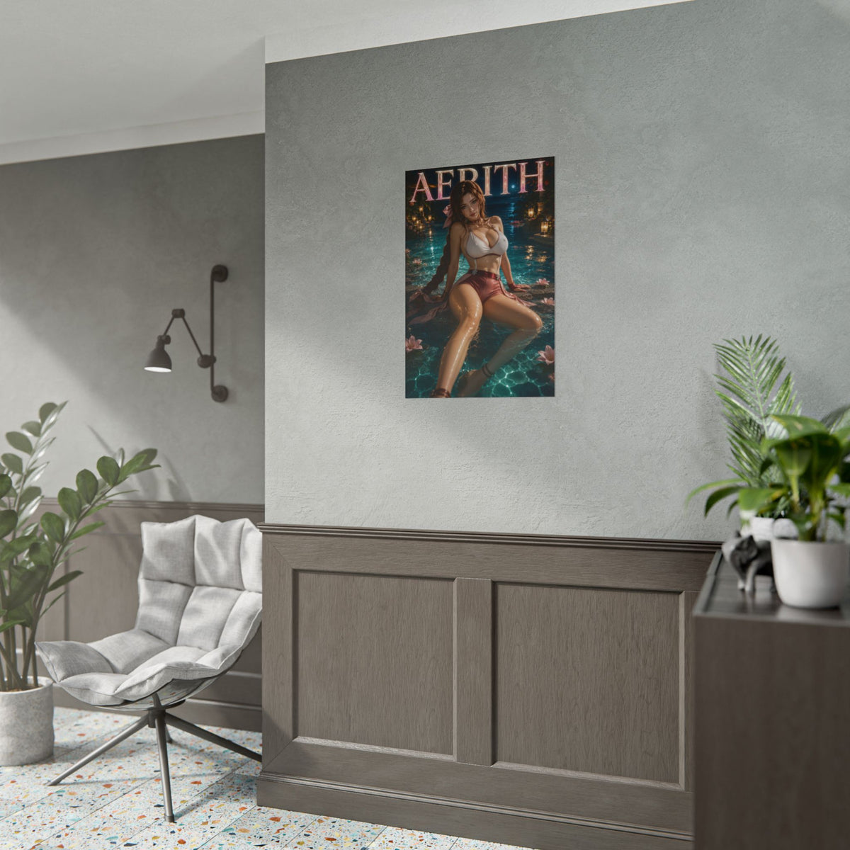 Aerith Gainsborough Wall Art Poster Fantasy Bedroom Decor Character Print