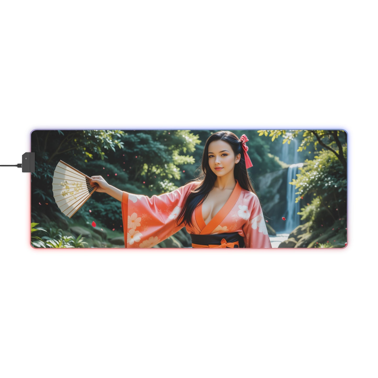Nezuko Kamado Schreibtischunterlage – LED RGB Pad, Waifu Anime Girl Gaming Setup
