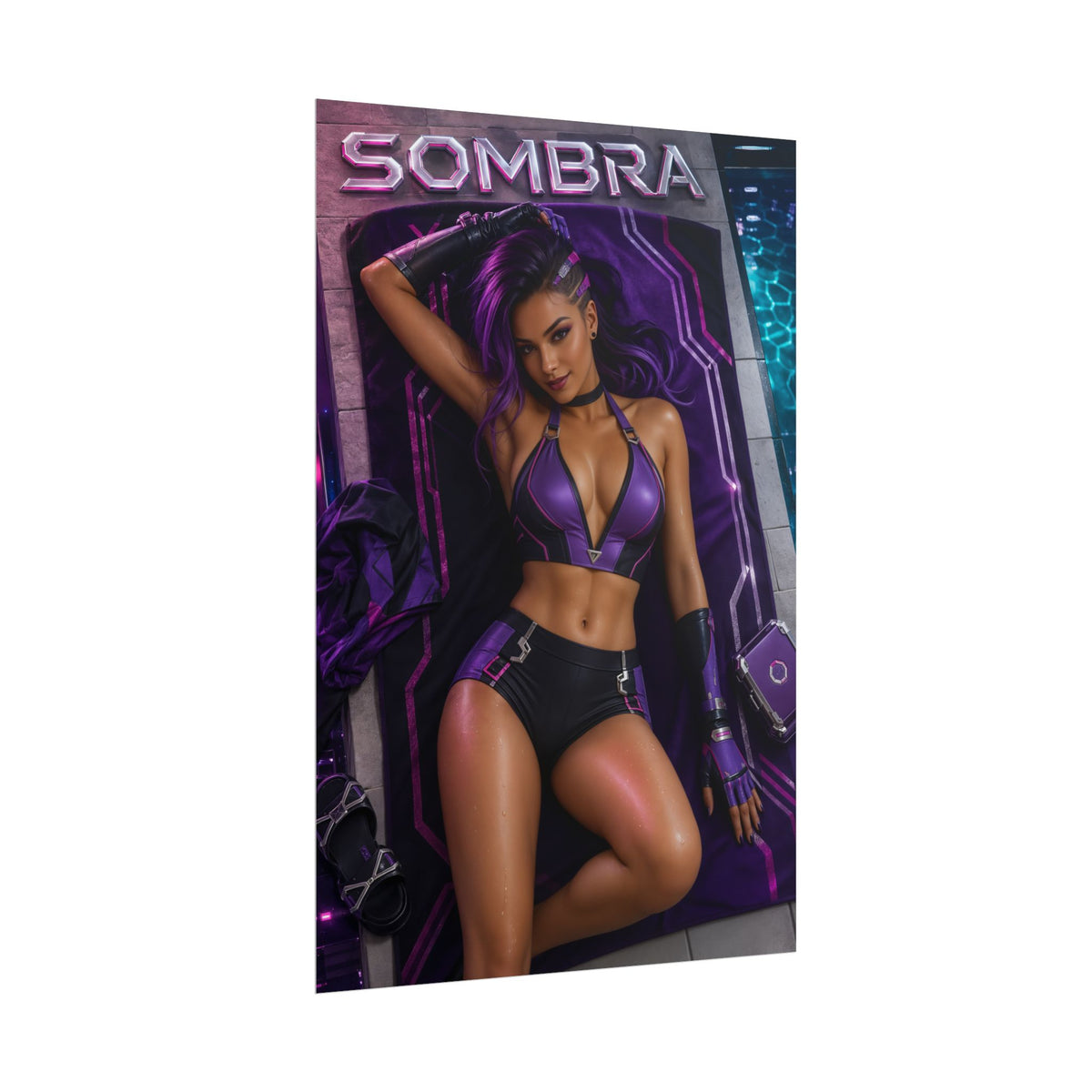 Sombra Overwatch Gaming Poster Wall Art Gamer Room Decor Collectible Print