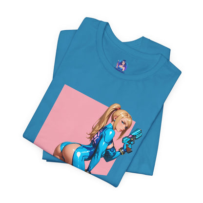 Samus Aran T-Shirt | Sci-Fi-Heldin-Shirt für Gamer und Otaku-Fans | Zero Suit Kriegerin-Shirt