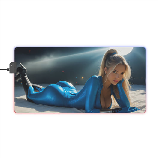 Килимок для столу Samus Aran – світлодіодний RGB-підсвітлювальний килимок, ігровий комплект із зображенням дівчини з аніме Waifu
