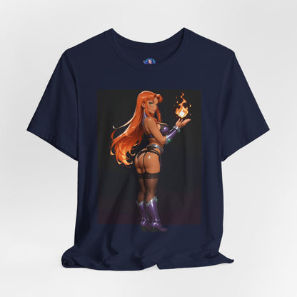Starfire-T-Shirt mit Grafik | DC Comics-T-Shirt für Otakus und Cosplay-Fans | Sexy Alien-Heldin-Shirt