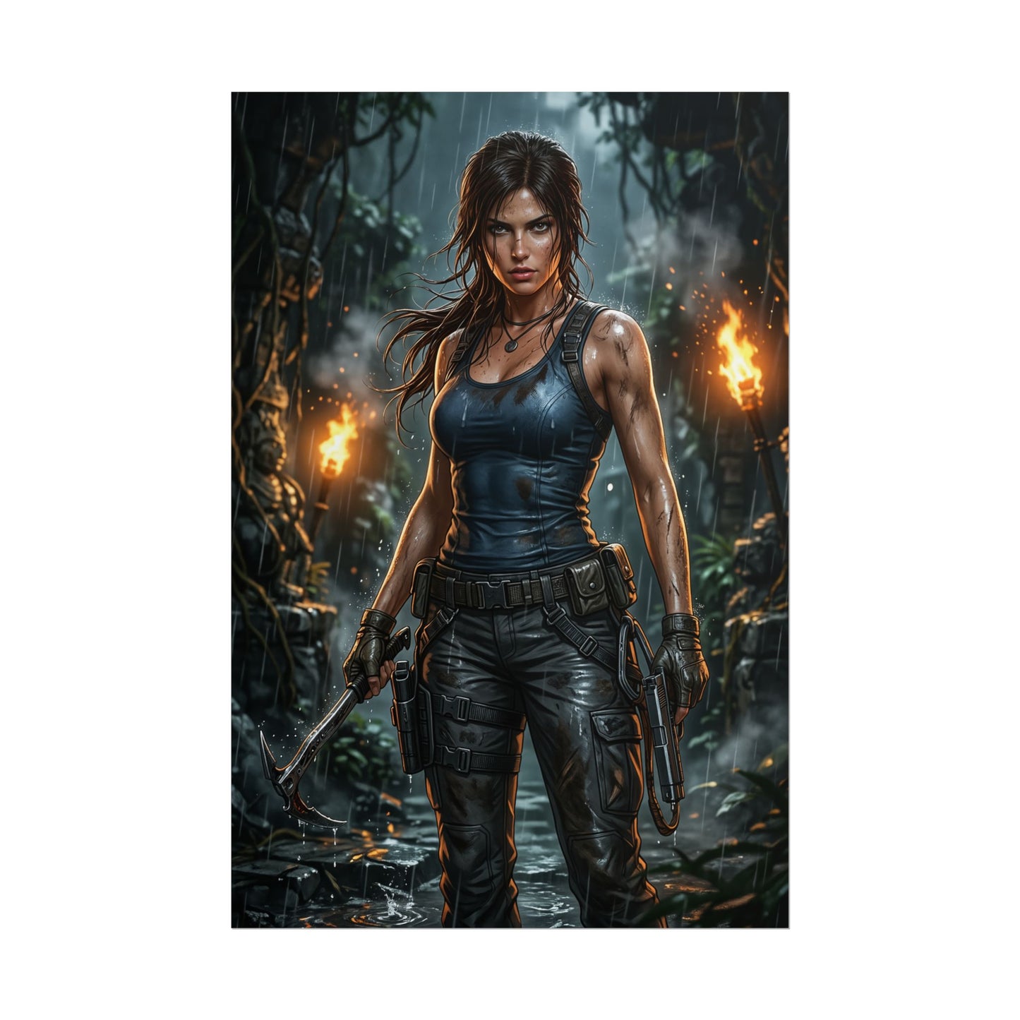 Lara Croft Tomb Raider Poster Adventure Woman Wall Art Explorer Girl Print Action Character Gaming Room Decor Gift