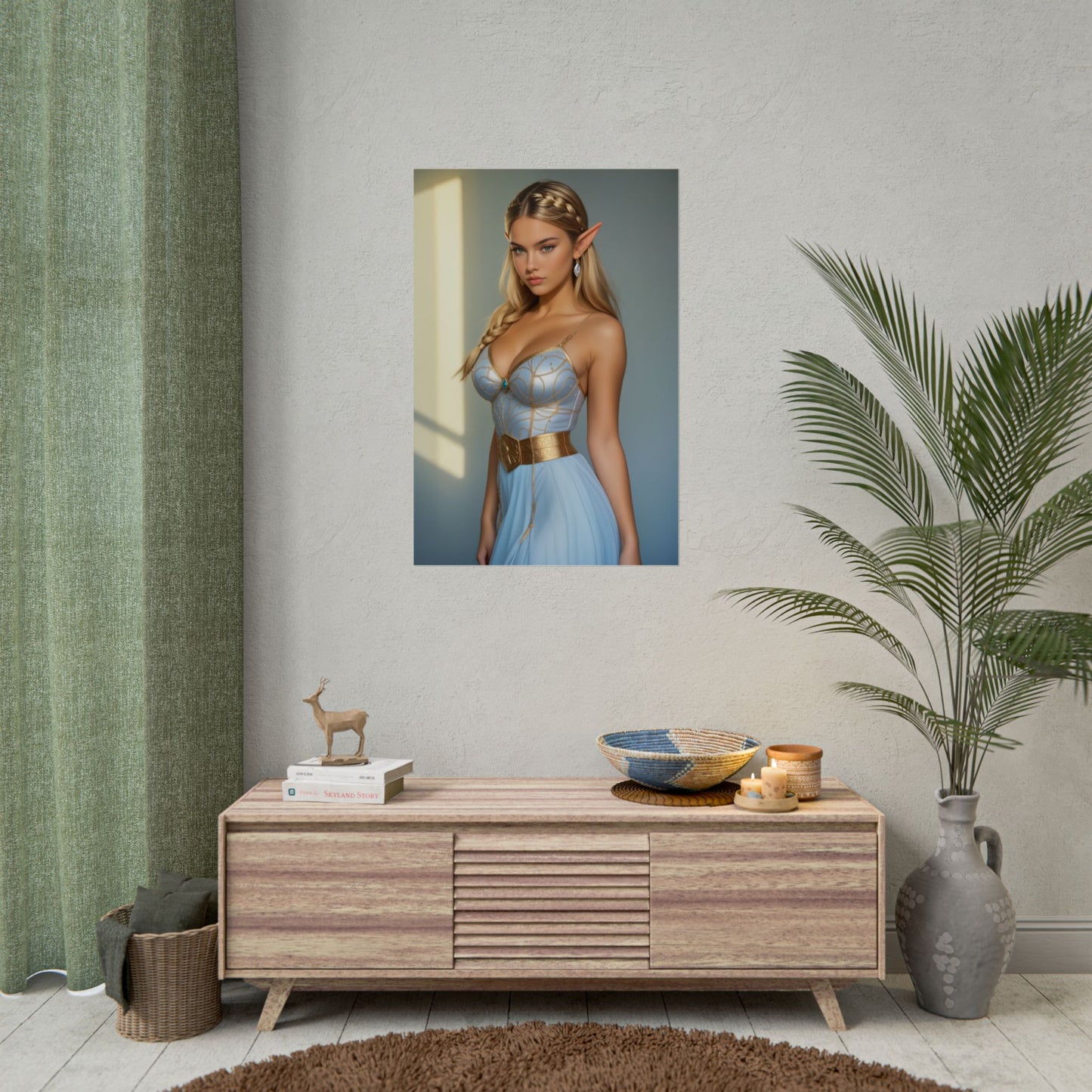 Princess Wall Art Print, Anime Waifu Heroine Poster, Fantasy Game Girl Decor