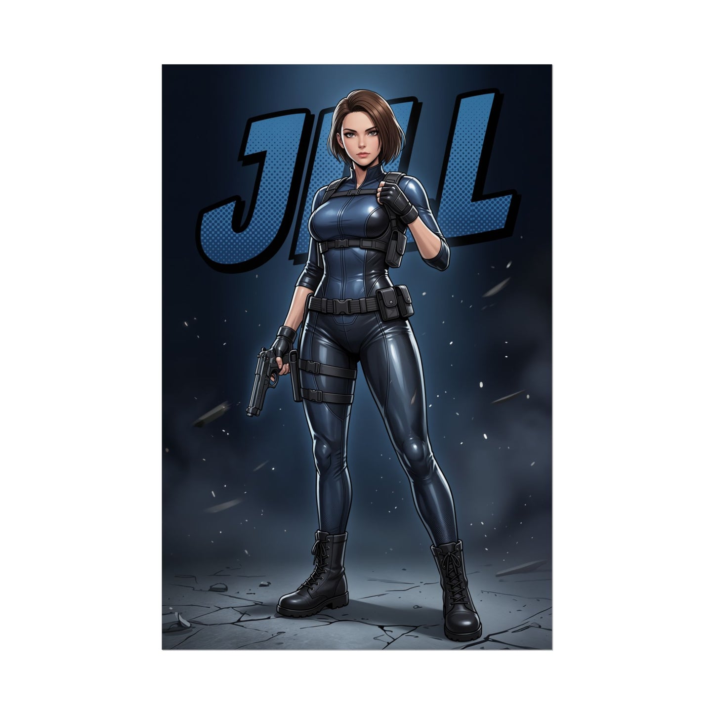 Jill Valentine Poster, Resident Evil Wall Art, Horror Game Print, Action Survivor Decor, Gamer Gift Idea