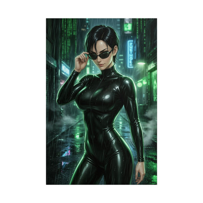 Trinity Matrix Poster Sci Fi Movie Wall Art Cyberpunk Woman Print Action Heroine Decor Gamer Room Gift