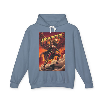 Hawkgirl Hoodie | DC Superhero Hoodie | Winged Warrior Pullover featuring vintage Hawkgirl graphic on soft breathable cotton pullover