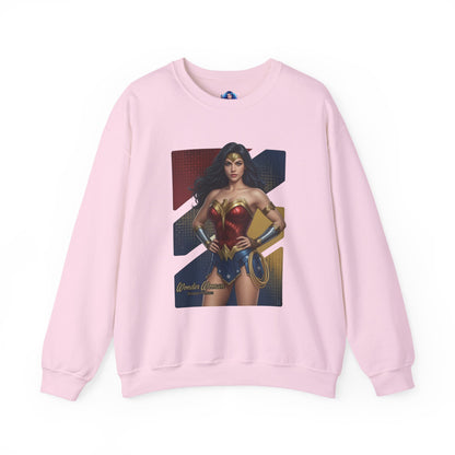 Wonder Woman Sweatshirt, DC Comics Crewneck, Legendary Superhero Apparel for Fans - pink crewneck with iconic armor graphic