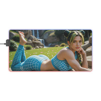 Килимок для столу Jolyne Cujoh – світлодіодний RGB-підсвітлювальний килимок, стильна конфігурація з аніме-дівчиною Вайфу