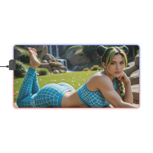 Jolyne Cujoh Schreibtischunterlage – LED RGB-Pad, stylisches Waifu-Anime-Girl-Setup