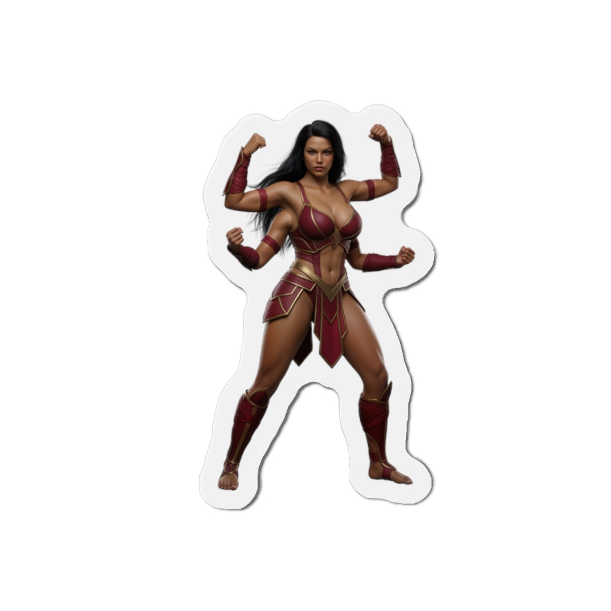 Sheeva Magnet – Mortal Kombat Warrior Fridge Magnet, Anime Style Decor - die-cut vinyl fridge magnet showing Sheeva in anime-style warrior pose