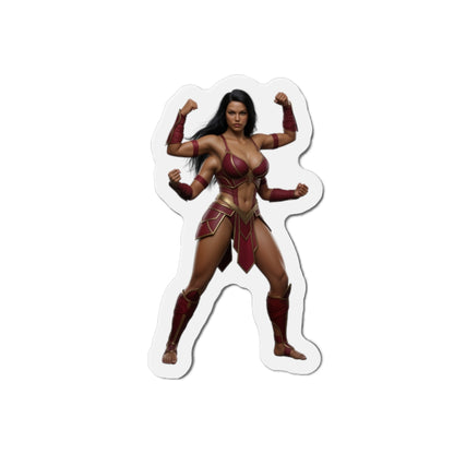 Sheeva Magnet – Mortal Kombat Warrior Fridge Magnet, Anime Style Decor - die-cut vinyl fridge magnet showing Sheeva in anime-style warrior pose