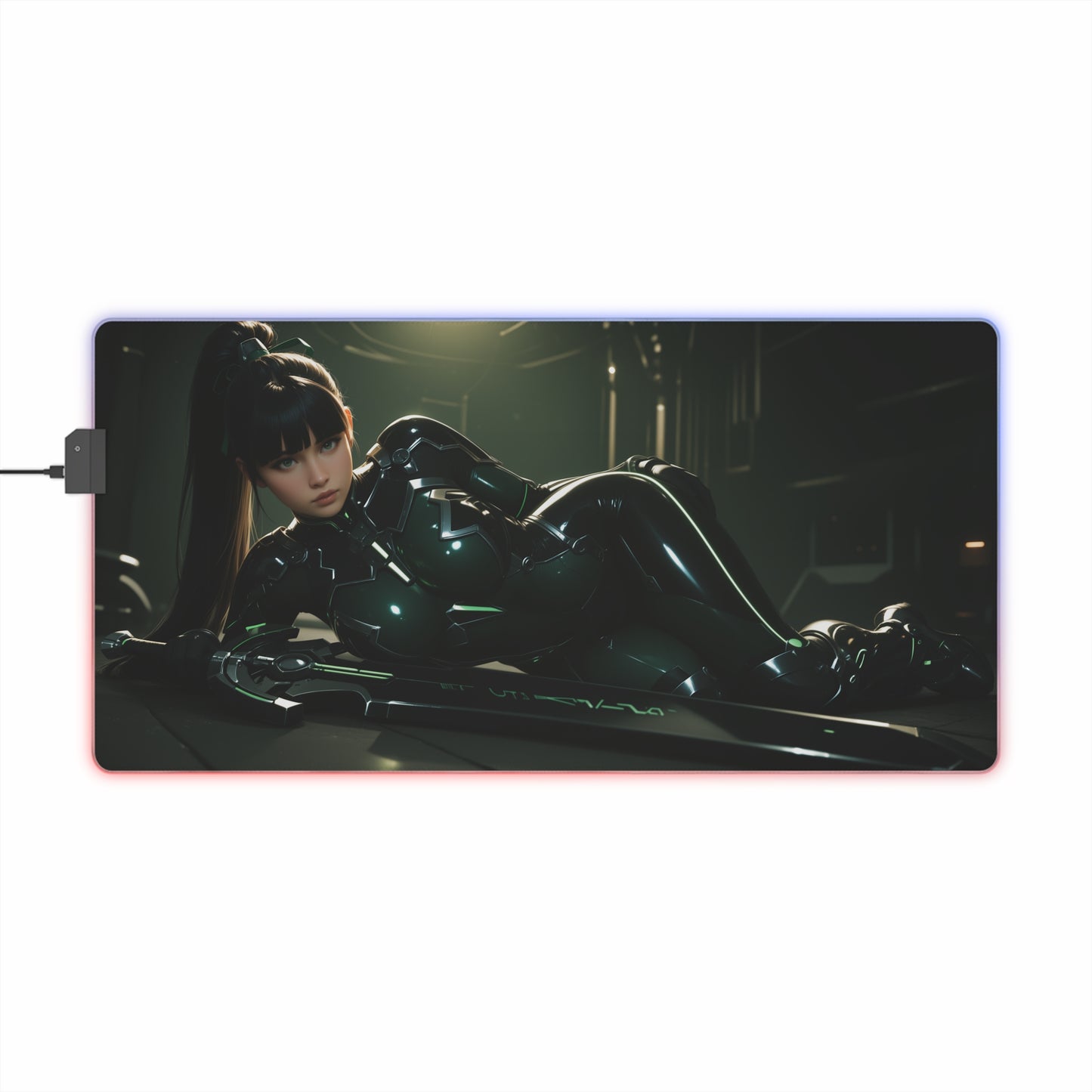 Eve Schreibtischunterlage – LED RGB-Pad, Stellar Blade Waifu Anime-Mädchen Gaming-Setup