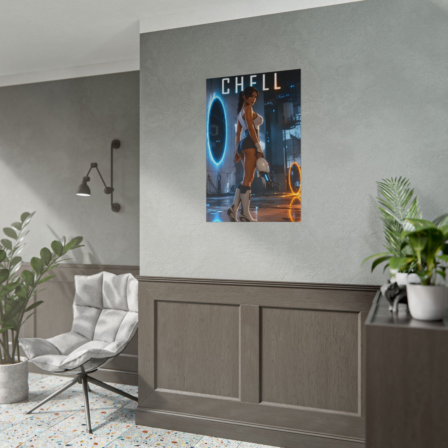 Chell Portal Poster Valve Gaming Wall Art Print Decor