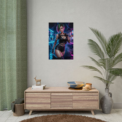 Judy Alvarez Cyberpunk 2077 Poster Futuristic Woman Wall Art Tech Girl Print Neon Character Gaming Room Decor Gift