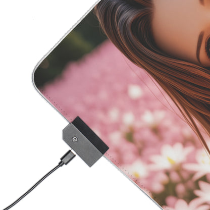 Aerith Gainsborough Schreibtischunterlage – LED RGB-Pad, Waifu Anime-Mädchen Gaming-Dekor