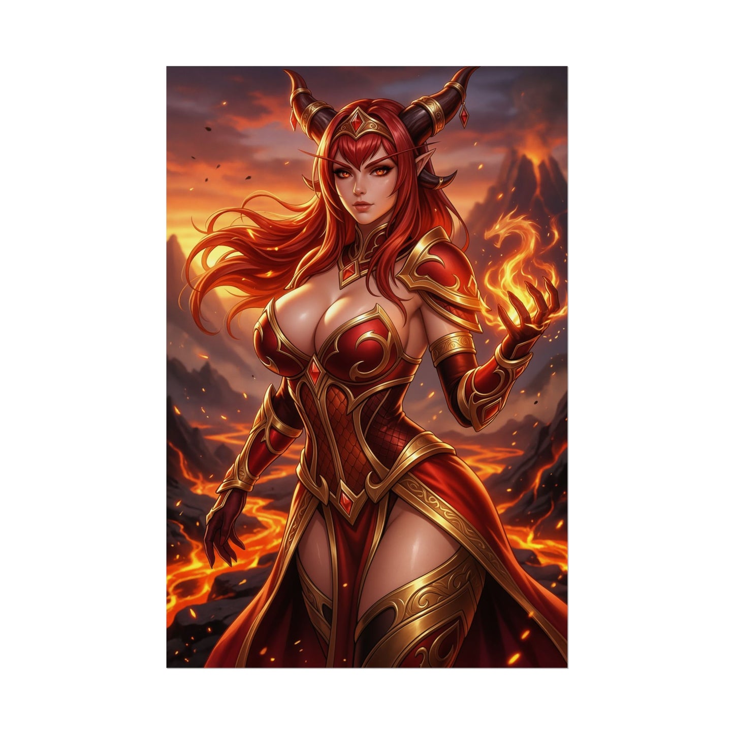 Alexstrasza World of Warcraft Poster Drachenkönigin Frau Wandkunst Fantasy Charakterdruck Spielzimmer Deko Geschenk