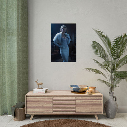 Emma Frost Poster, Marvel Art Print – Iconic Mutant Heroine Wall Art crisp semi-gloss print displayed in stylish living room decor