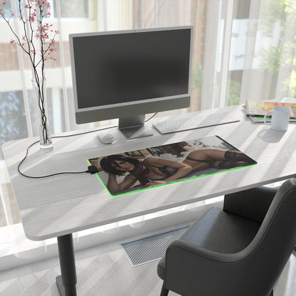 Mikasa Ackerman Desk Mat – LED RGB Pad, Waifu Anime Girl Gaming Setup